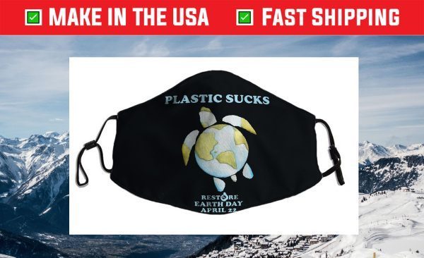 Earth Day 2021 Restore Earth Sea Turtle Art Plastic Sucks Cloth Face Mask