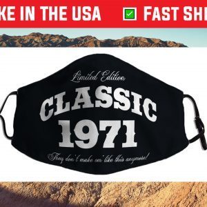 Gift for 50 Year Old: Vintage Classic Car 1971 50th Birthday Us 2021 Face Mask