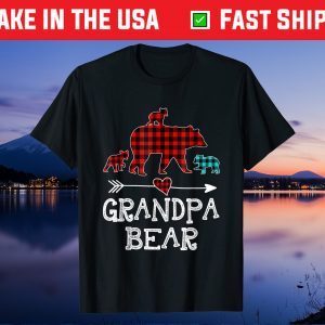 Grandpa Bear Christmas Pajama Red Plaid Buffalo Family Unisex T-Shirt