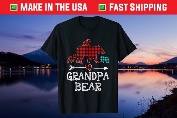 Grandpa Bear Christmas Pajama Red Plaid Buffalo Family Unisex T-Shirt