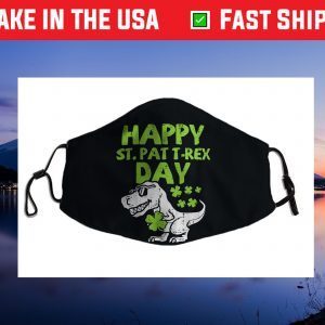 Kids Happy St Pat Trex Day Dino St Patricks Day Toddler Boys Cloth Face Mask