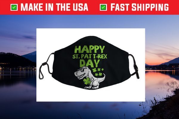 Kids Happy St Pat Trex Day Dino St Patricks Day Toddler Boys Cloth Face Mask