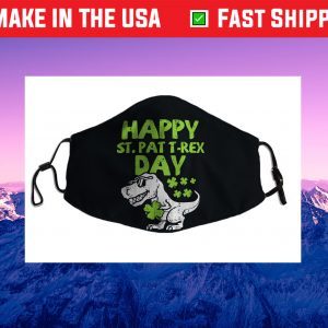 Kids Happy St Pat Trex Day Dino St Patricks Day Toddler Boys Cloth Face Mask