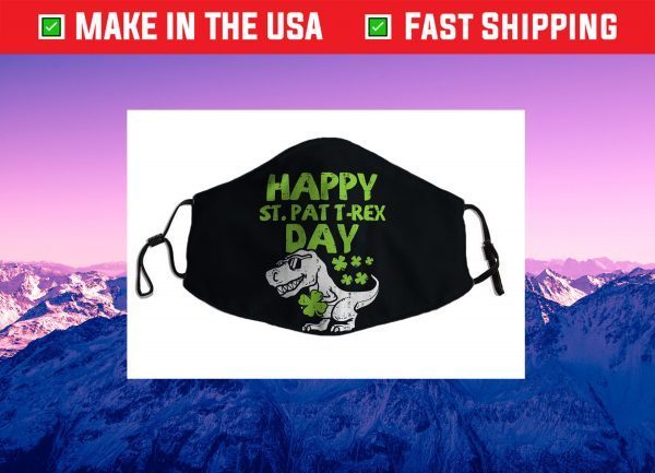 Kids Happy St Pat Trex Day Dino St Patricks Day Toddler Boys Cloth Face Mask