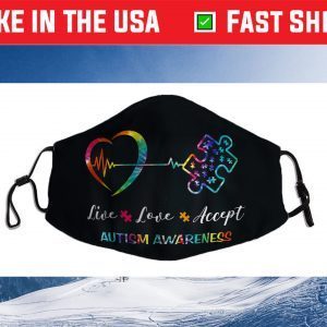 Live Love Accept Autism Awareness Tie Dye Autism Mom Face Mask