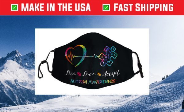 Live Love Accept Autism Awareness Tie Dye Autism Mom Face Mask