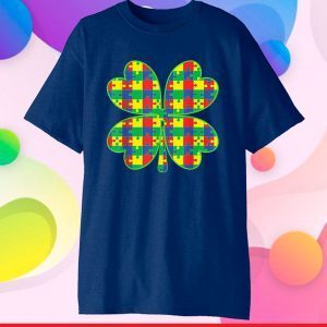 Lucky Autism Awareness Four Leaf Clover ASD Support Classic T-Shirt