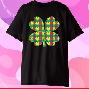 Lucky Autism Awareness Four Leaf Clover ASD Support Classic T-Shirt