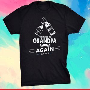 Mens Promoted To Grandpa Again Est 2021 Pregnant Mom Classic T-Shirt