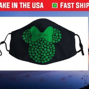 Minnie Mouse Icon Green Shamrocks St. Patrick's Day Cloth Face Mask