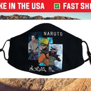 Naruto Shippuden 3 Panels and Kanji Cloth Face Mask