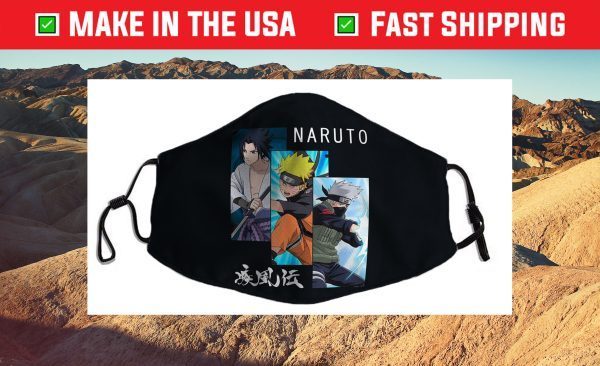 Naruto Shippuden 3 Panels and Kanji Cloth Face Mask