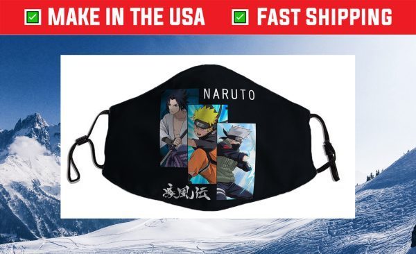 Naruto Shippuden 3 Panels and Kanji Cloth Face Mask