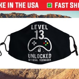 Official Teenager 13th Birthday Level 13 Unlocked Cloth Face Mask