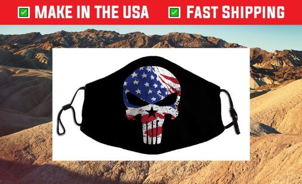 Punisher Skull American Flag Filter Face Mask
