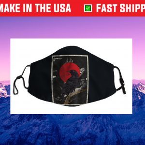 Red Moon Raven Graphic Black Crow Filter Face Mask