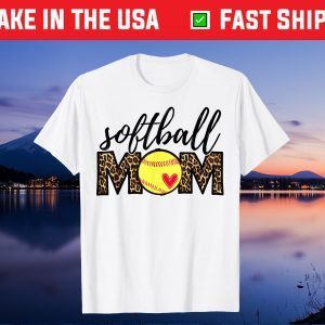 Softball Mom Leopard Funny Baseball Mom Mother's Day 2021 Gift T-Shirt