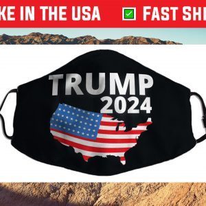 Trump 2024 with US Flag and US Map Us 2021 Face Mask