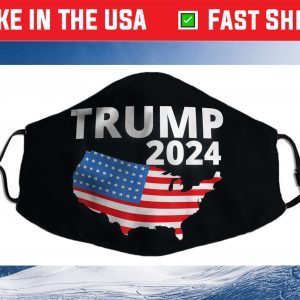 Trump 2024 with US Flag and US Map Us 2021 Face Mask