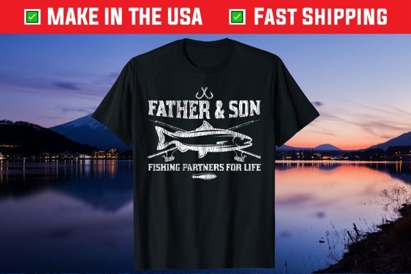 Vintage Partner For Life Father Son Dad Kid Matching Fishing Gift T-Shirt