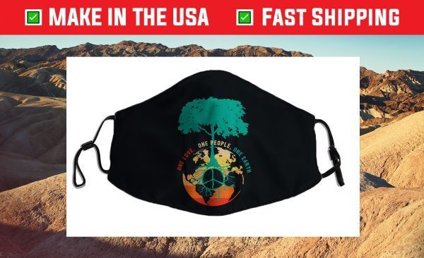 World Peace Tree Love People Earth Day 60s 70s Hippie Retro Filter Face Mask