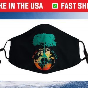 World Peace Tree Love People Earth Day 60s 70s Hippie Retro Filter Face Mask