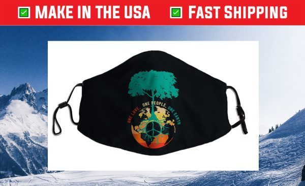 World Peace Tree Love People Earth Day 60s 70s Hippie Retro Filter Face Mask