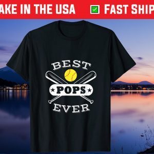 Best Pops Ever Softball Grandpa Grandfather Gift T-Shirt