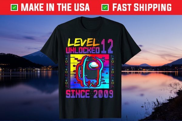 Disstressed Level 12 Unlocked Among With Us 12th Birthday Us 2021 T-Shirt