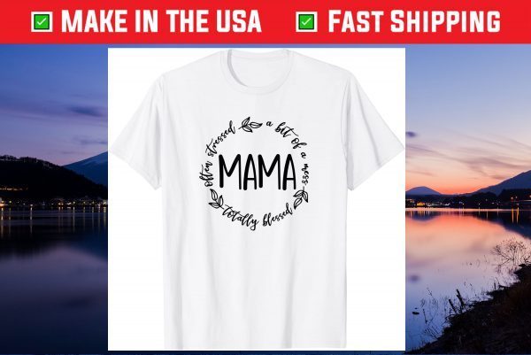 Mama A Bit Of A Mess Totally Blessed Mother's Day Mommy US 2021 T-Shirt