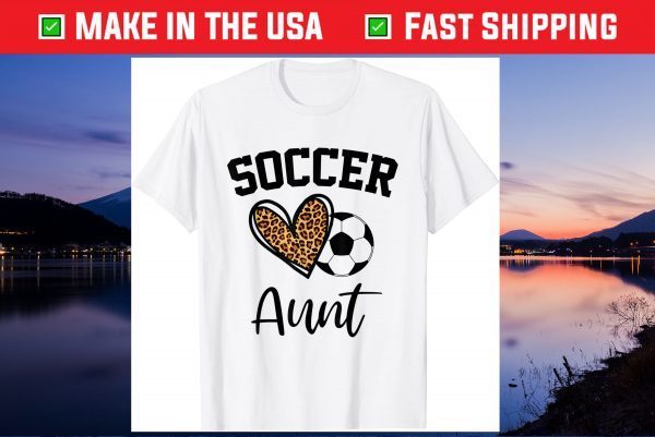 Soccer Aunt Leopard Heart Funny Mothers Day Classic T-Shirt