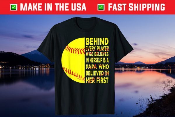 Behind Every Player Is Papa Happy Fathers Day Softball Lover Gift T-Shirt