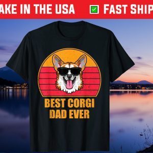 Vintage Best Corgi Dad Ever Fathers day Us 2021 Tshirt