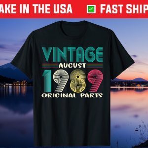 Vintage August Born In 1989 Shirt 32nd Birthday Unisex T-Shirt
