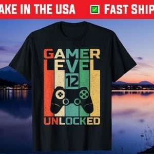 12th Birthday Gamer Level 12 Unlocked Gamer Birthday Gift Shirt