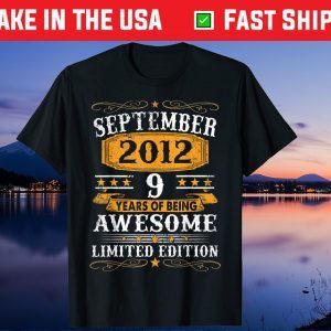 9th Birthday Retro September 2012 Awesome 9 Years Old Us 2021 T-Shirt