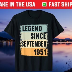 Legendary Awesome Since September 1951 70th Birthday 70 Years Old Us 2021 T-Shirt