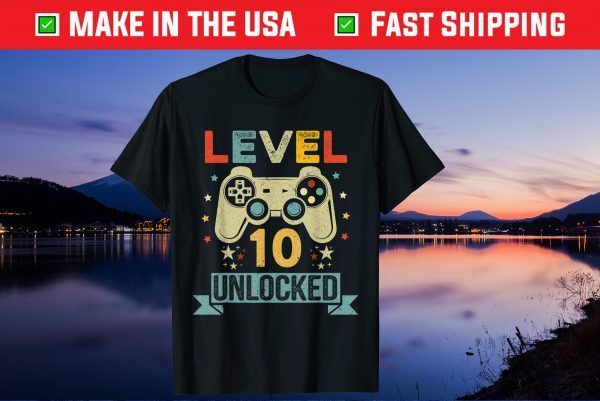 Level 10 Unlocked 10th Birthday Gamer Unisex Shirt