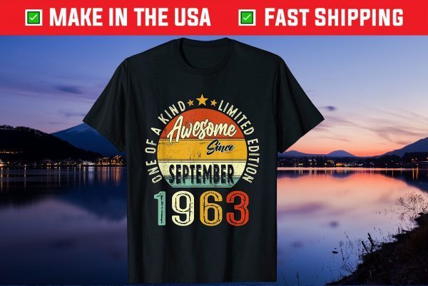 September 1963 Retro Vintage 58th Birthday 58 Years Old Us 2021 T-Shirt