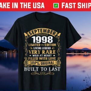 Vintage 23rd Birthday September 1998 23 Years Old Gift T-Shirt