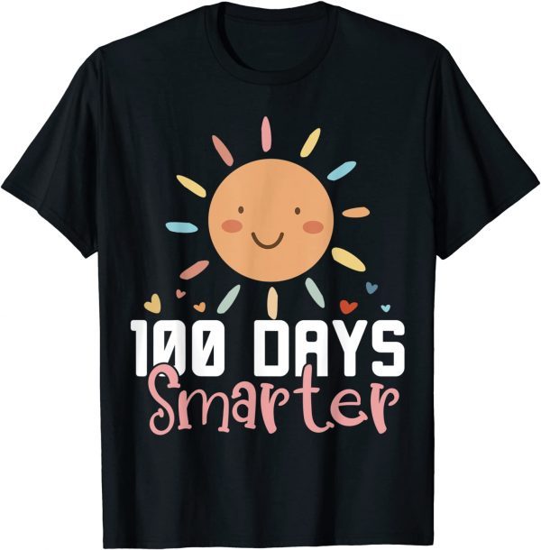 100 Days Smarter Happy 100 Days Of School Rainbow Tee Shirt