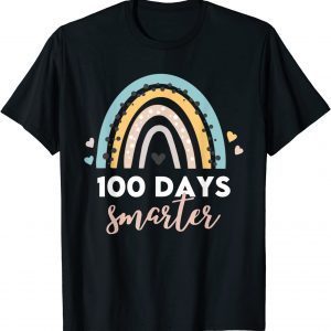 100 Days Smarter Happy 100th Day Of School Rainbow Leopard Tee Shirt