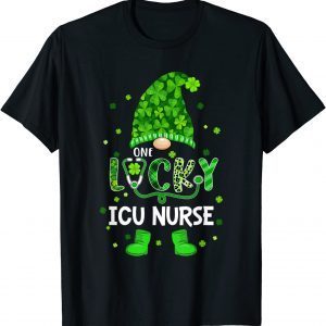 Gnome One Lucky ICU Nurse St Patricks Day Shamrock Tee Shirt