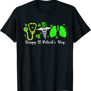 Happy St Patrick's Day Lungs Respiratory Nurse Therapist Tee Shirt