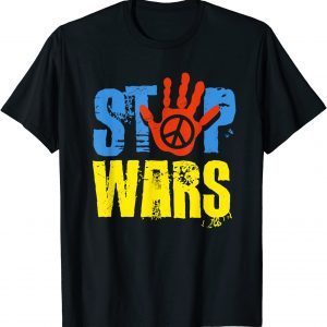 Official Stop Wars Peace Sign Ukraine Flag T-Shirt