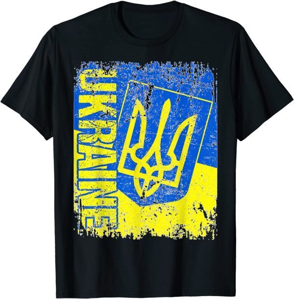 Support Ukrainians Flag Vintage Ukraine Ukrainian Flag Pride Tee Shirts