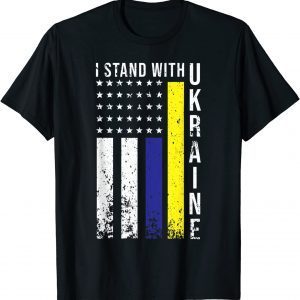 I Stand With Ukraine Flag American Flag Support Ukraine Shirts