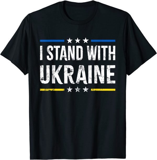 I Stand With Ukraine Support UKRAINE Ukrainian American Flag 2022 T-Shirt