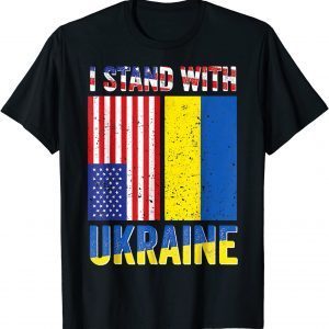 I Stand With Ukraine Support Ukrainian American USA Flag Classic Shirt