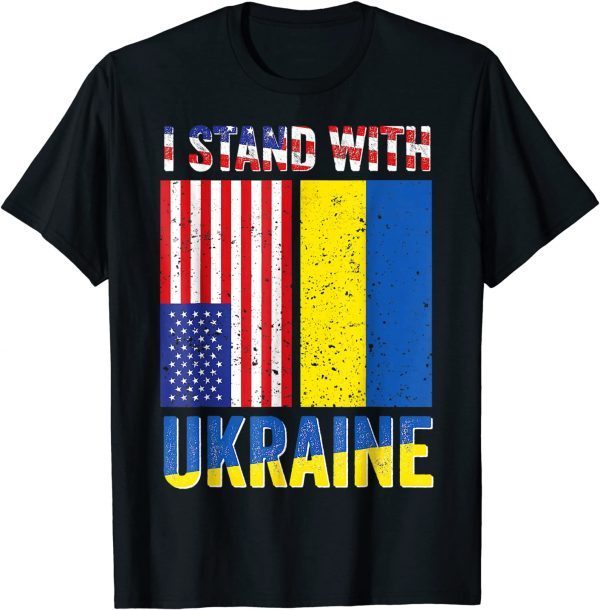 I Stand With Ukraine Support Ukrainian American USA Flag Classic Shirt